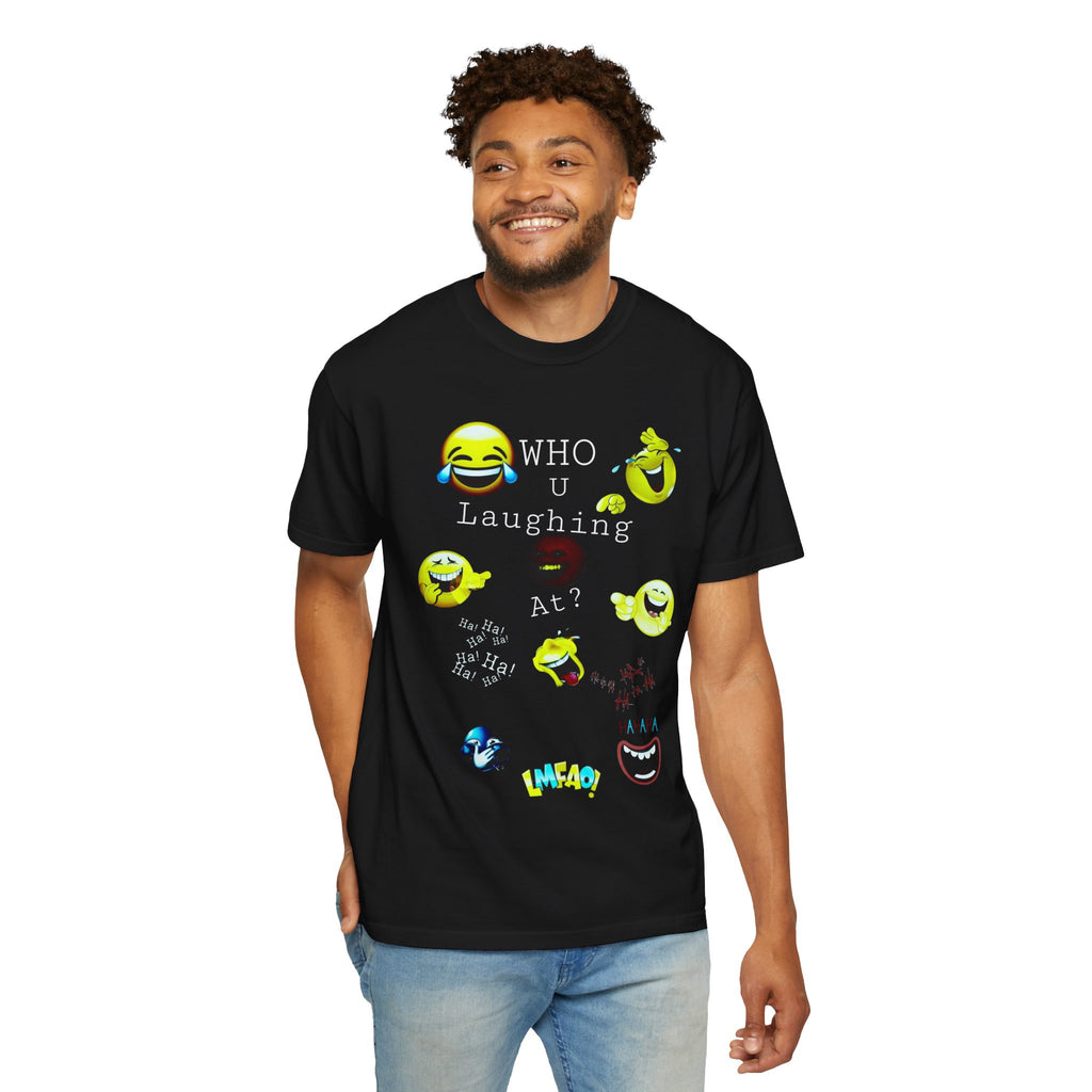Laughing Emoji Faces T-shirt | Neon Smile Icons, Doodle Collage