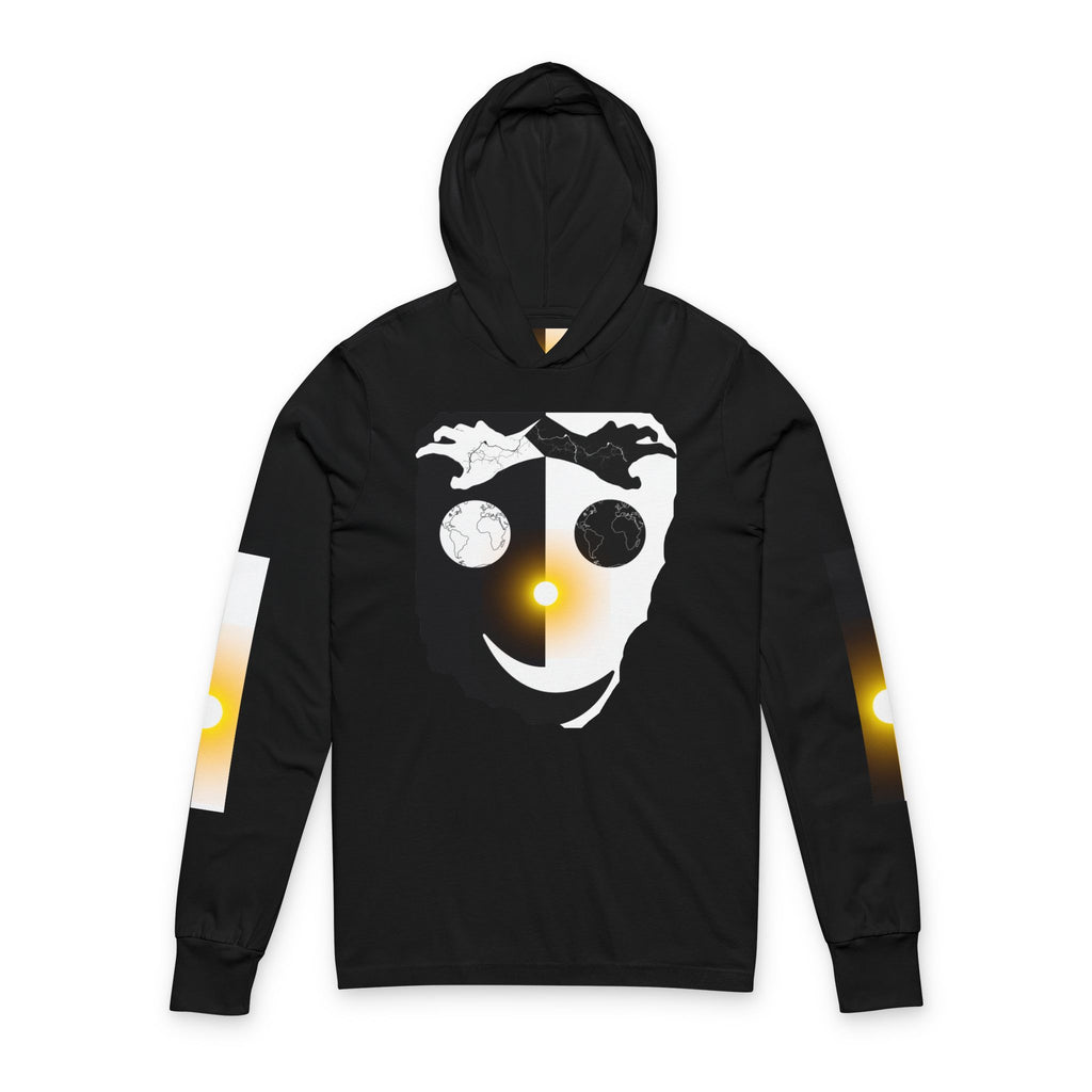 Yin Yang Moon Sun Face Hoodie | Celestial Minimalist Graphic Long Sleeve