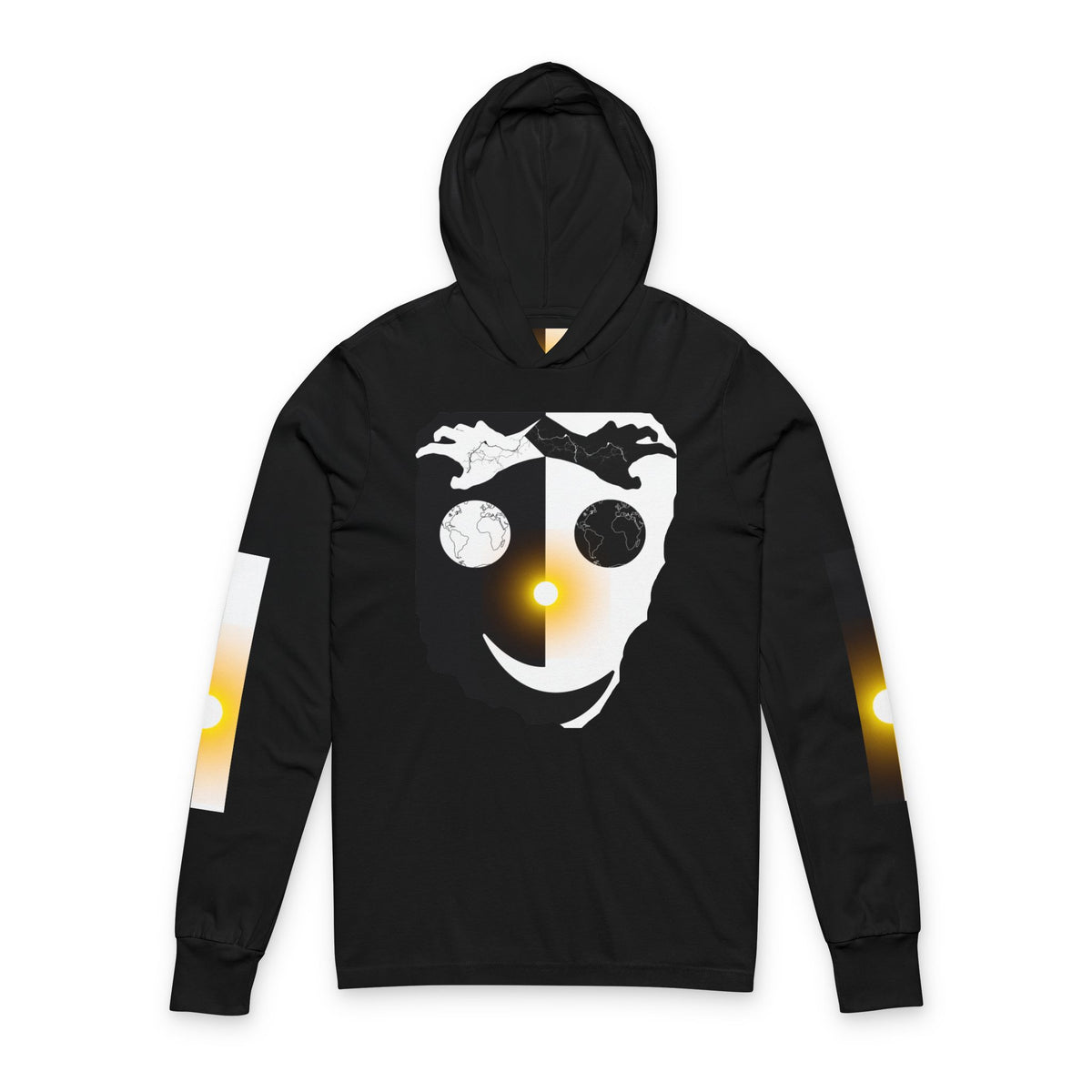Yin Yang Moon Sun Face Hoodie | Celestial Minimalist Graphic Long Sleeve
