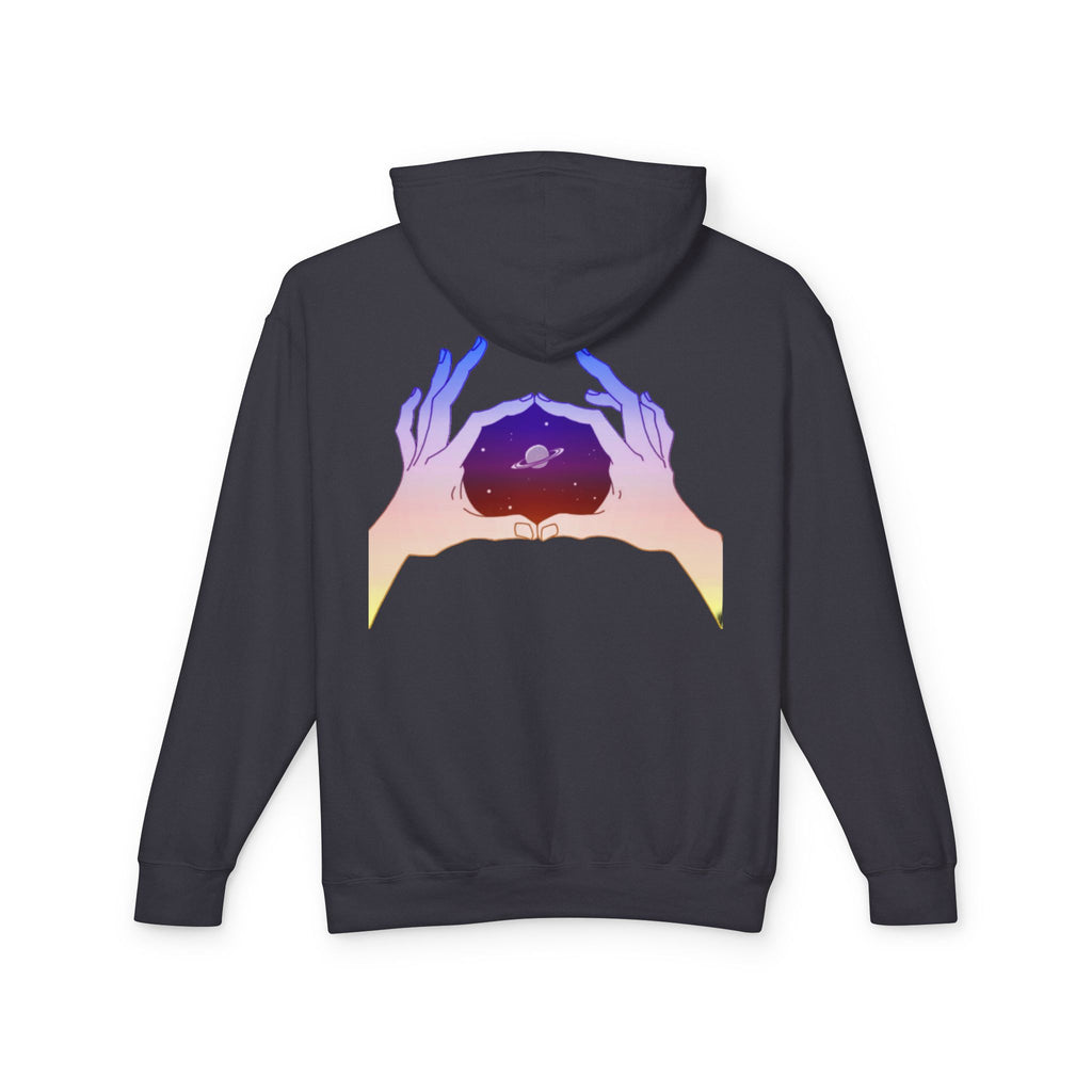 Hands Framing Galaxy Hoodie | Inspirational Heart Text Hoodie