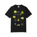 Laughing Emoji Faces T-shirt | Neon Smile Icons, Doodle Collage