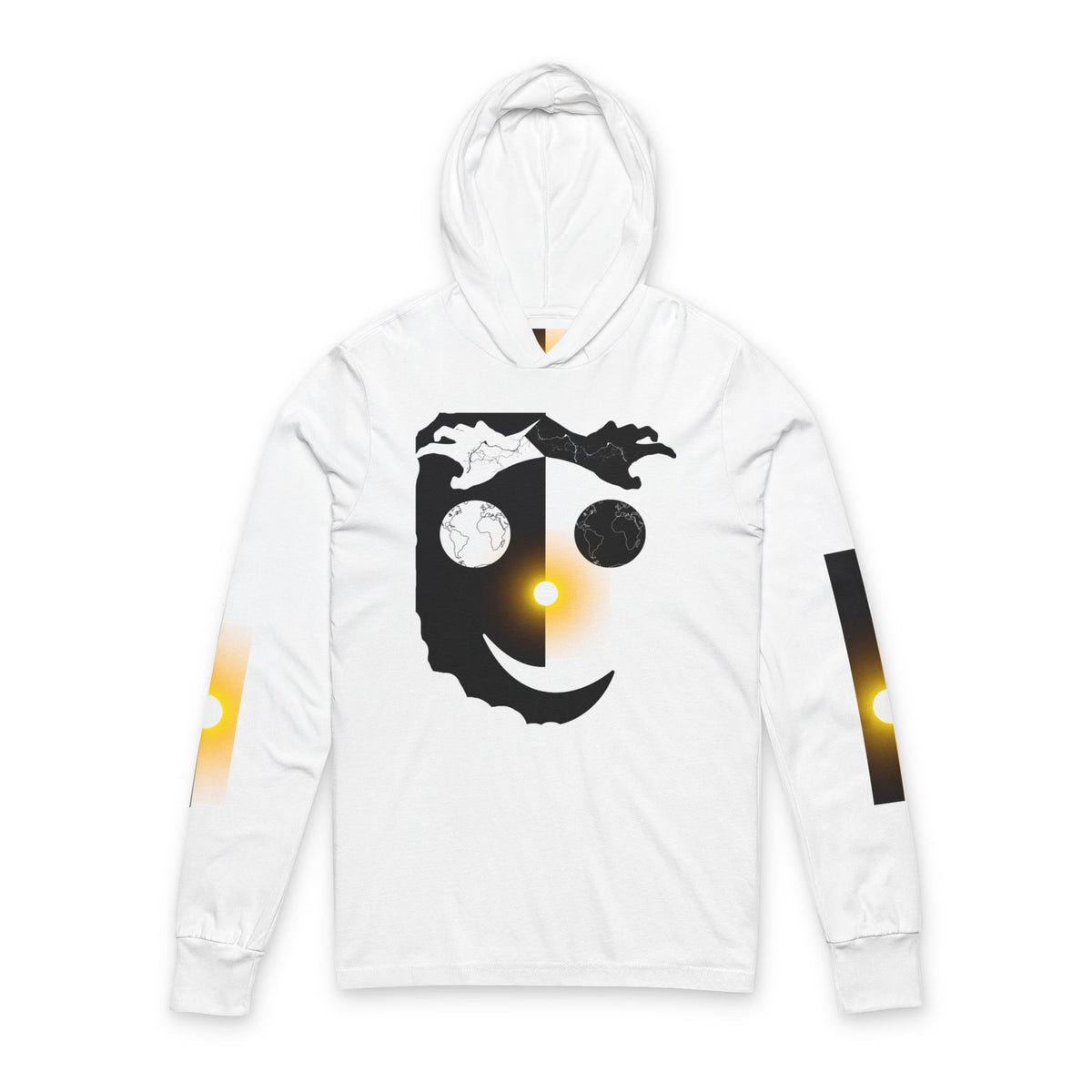 Yin Yang Moon Sun Face Hoodie | Celestial Minimalist Graphic Long Sleeve