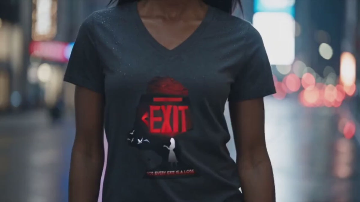 Exit Silhouette Graphic Tee | V-Neck T-Shirt